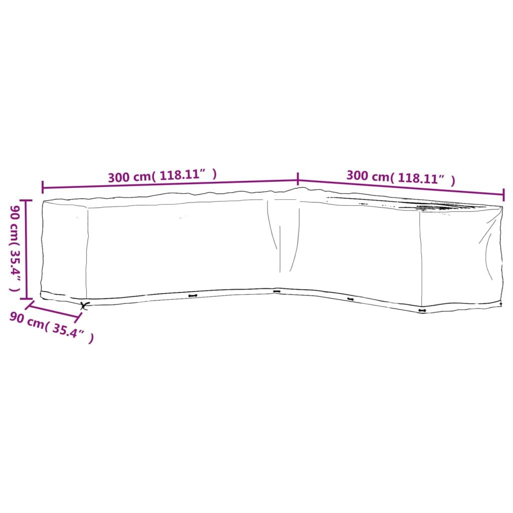 L-Vormige Tuinmeubelhoes 300x300x90cm - 35% Korting!