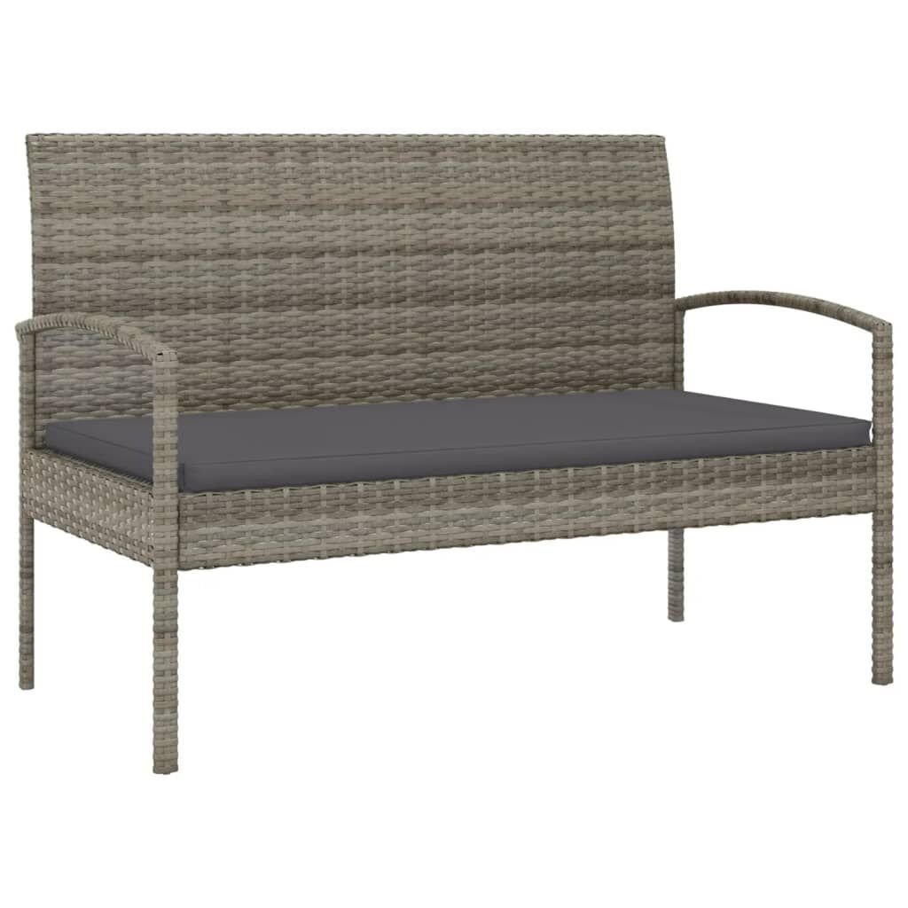 Tuinbank Poly Rattan Grijs + Kussen - 35% Korting!