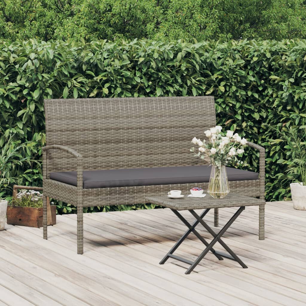 Tuinbank Poly Rattan Grijs + Kussen - 35% Korting!