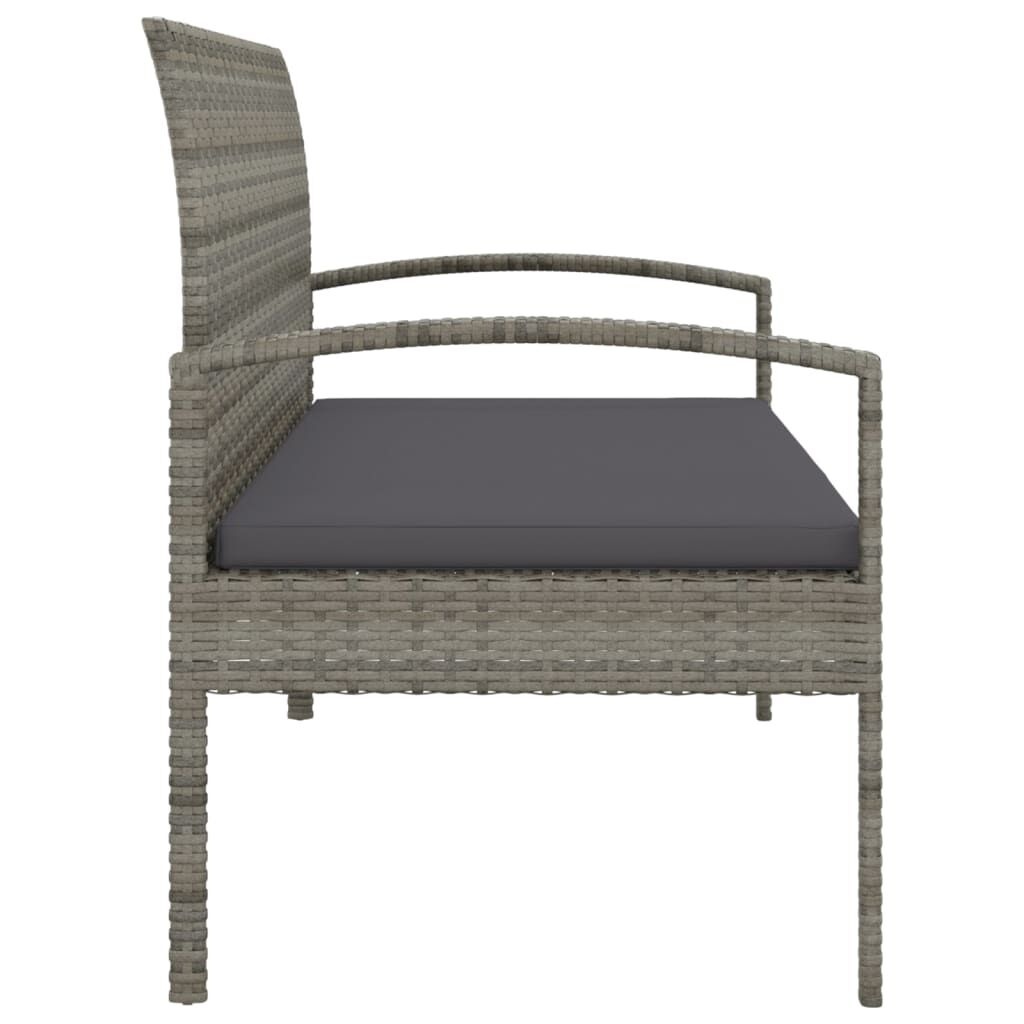 Tuinbank Poly Rattan Grijs + Kussen - 35% Korting!