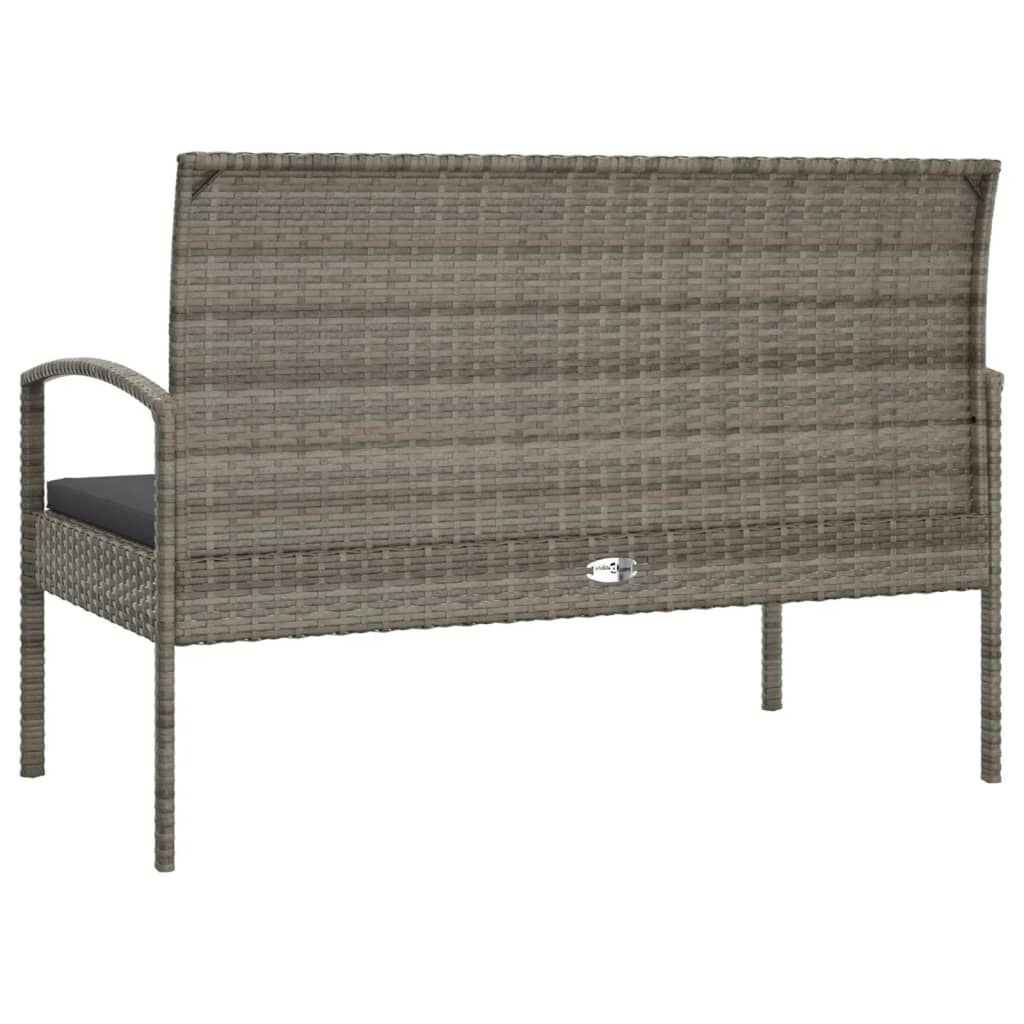 Tuinbank Poly Rattan Grijs + Kussen - 35% Korting!