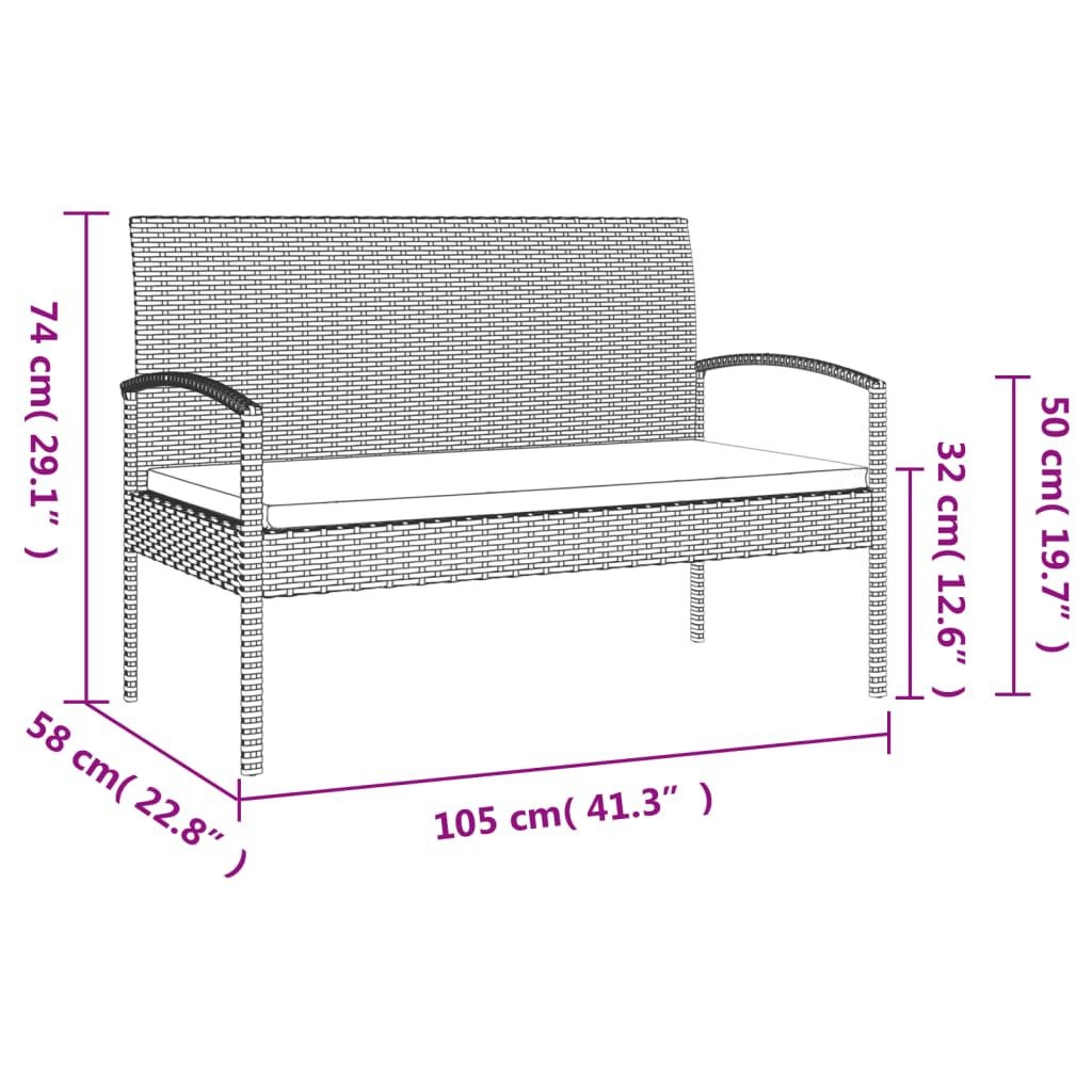 Tuinbank Poly Rattan Grijs + Kussen - 35% Korting!