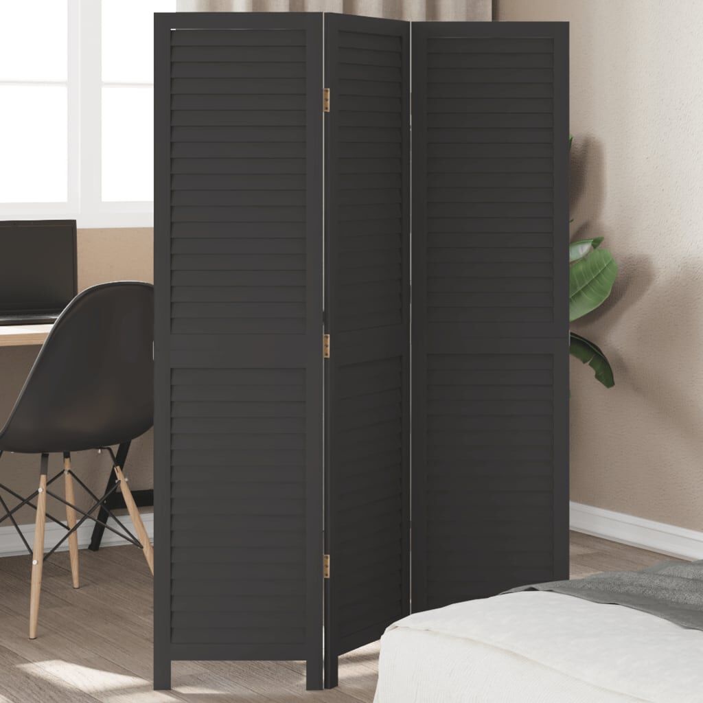 Kamerscherm Zwart Paulowniahout 3 Panelen - 35% Korting!