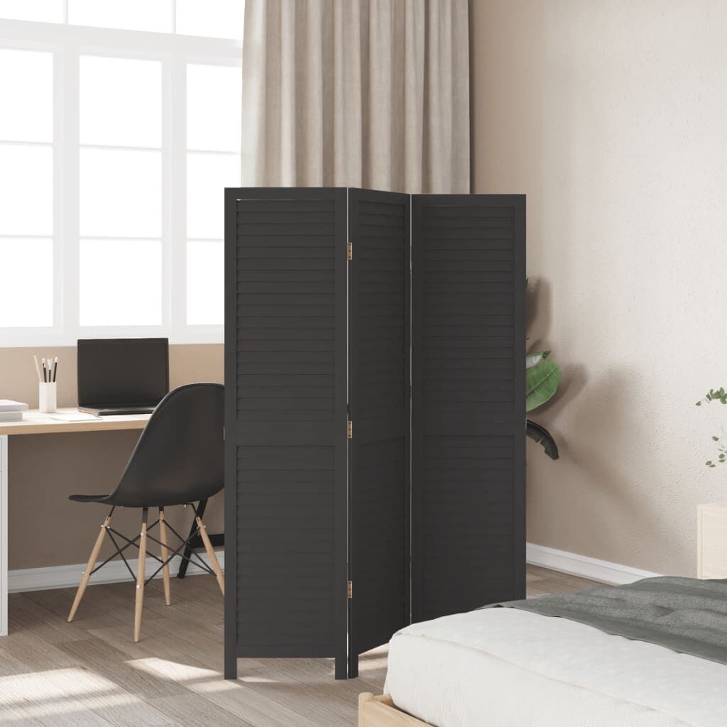 Kamerscherm Zwart Paulowniahout 3 Panelen - 35% Korting!