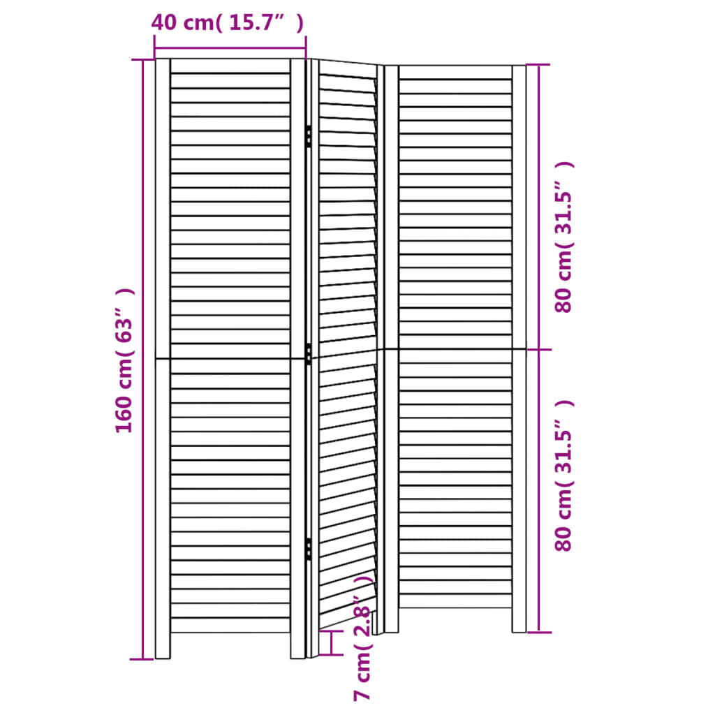 Kamerscherm Zwart Paulowniahout 3 Panelen - 35% Korting!