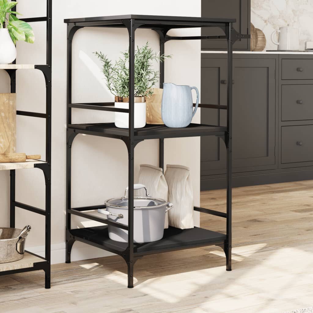 vidaXL Keukentrolley Zwart Hout - 60,5x50x105cm - 35% Korting!