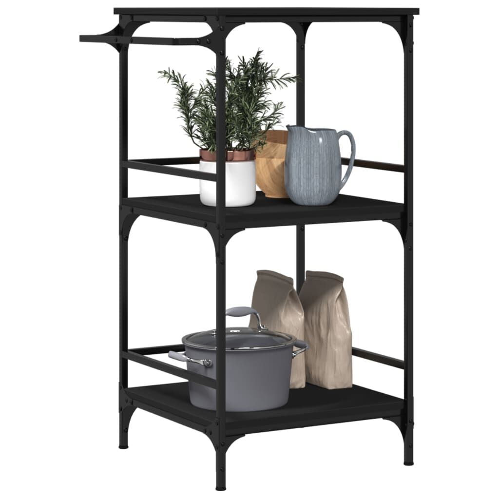 vidaXL Keukentrolley Zwart Hout - 60,5x50x105cm - 35% Korting!