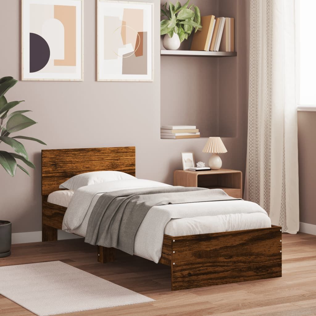 Bedframe Gerookt Eiken 90x190cm - 35% Korting!