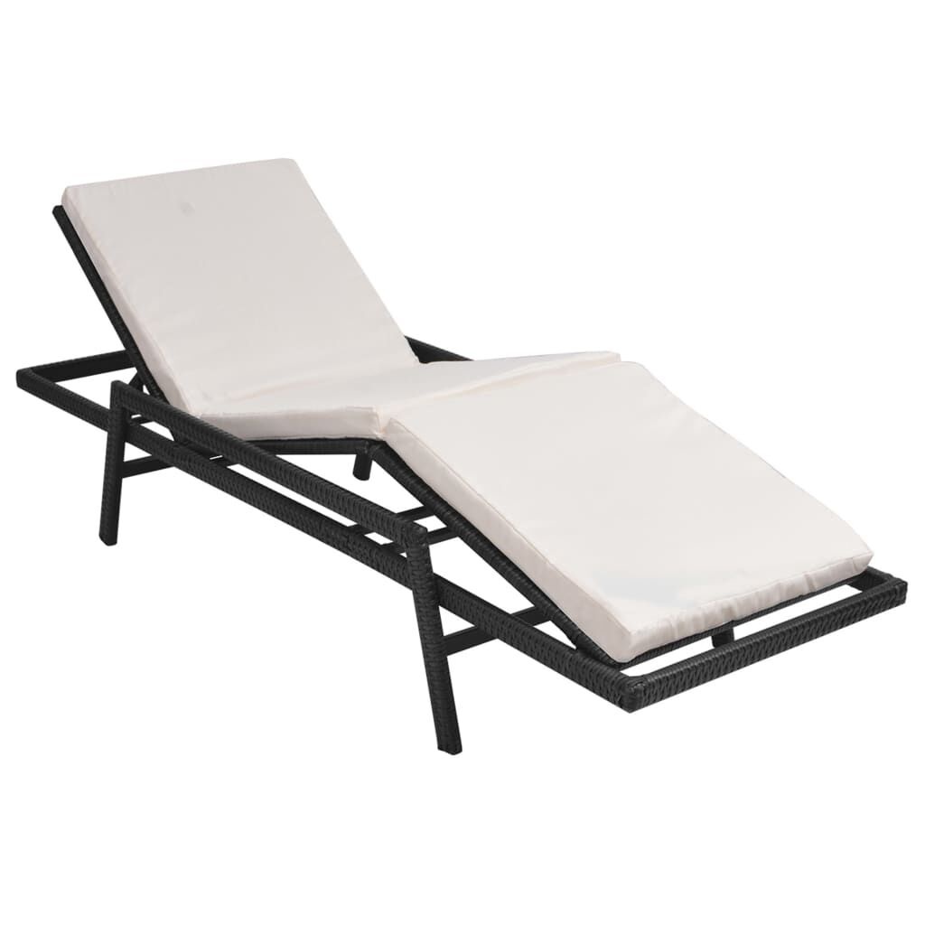 VidaXL Ligbed Zwart Rattan met Kussen - 35% Korting!