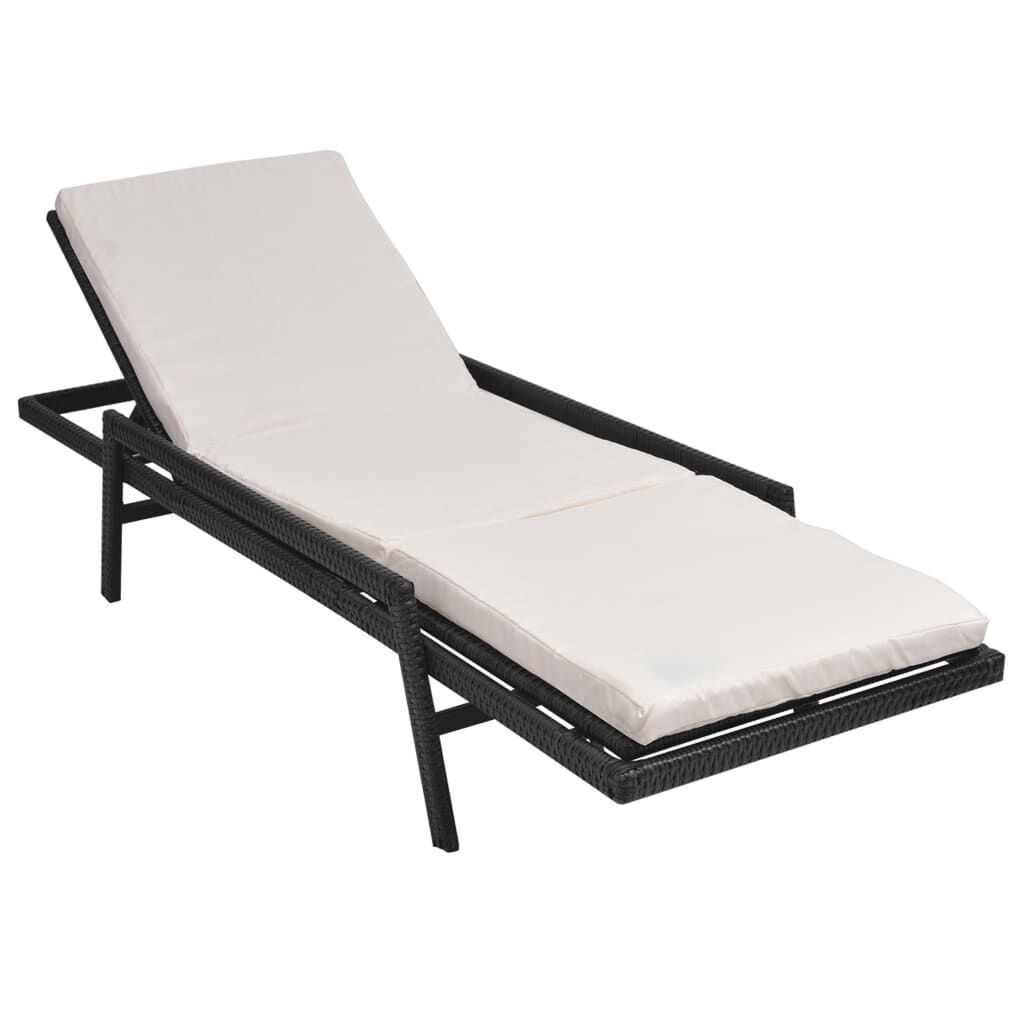 VidaXL Ligbed Zwart Rattan met Kussen - 35% Korting!