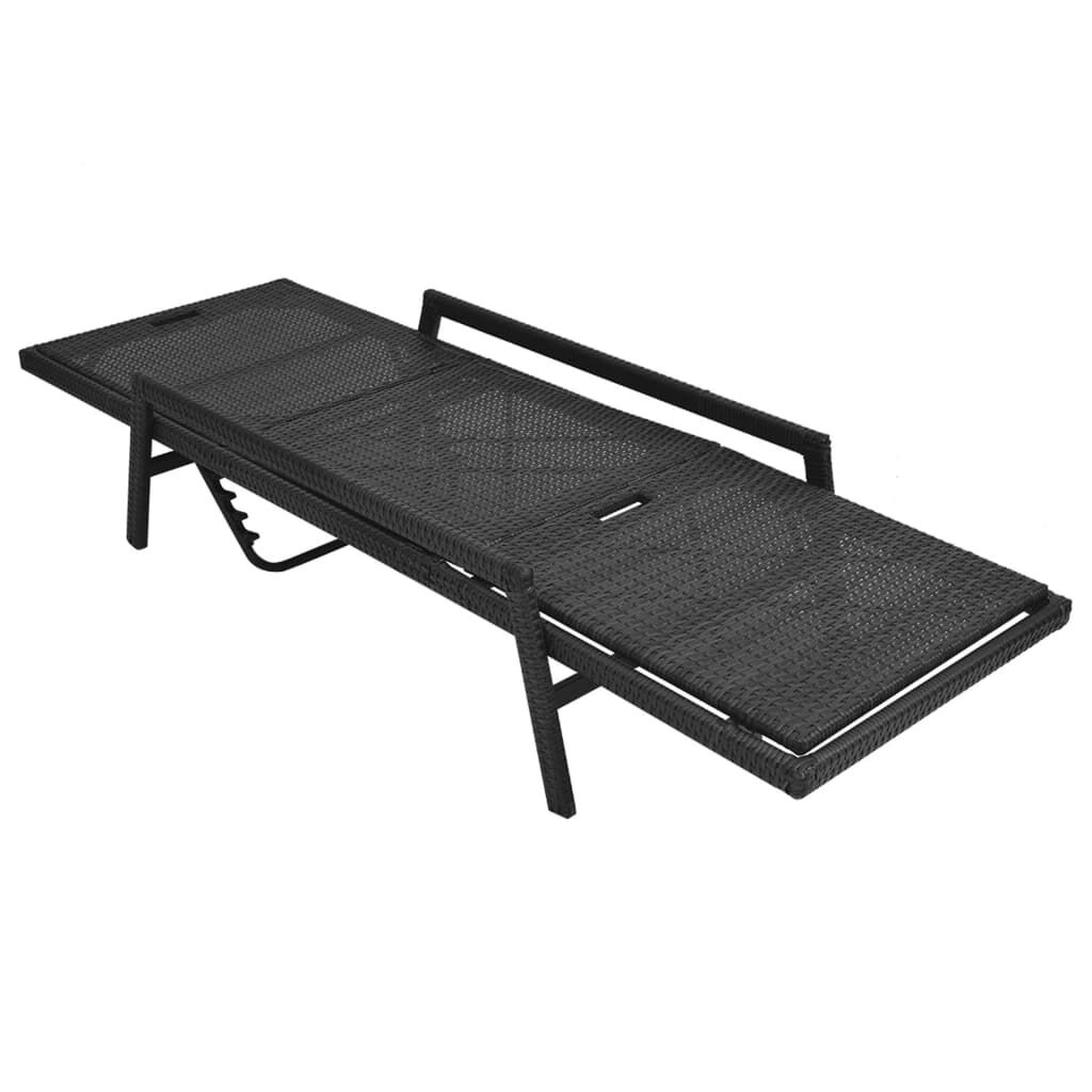 VidaXL Ligbed Zwart Rattan met Kussen - 35% Korting!