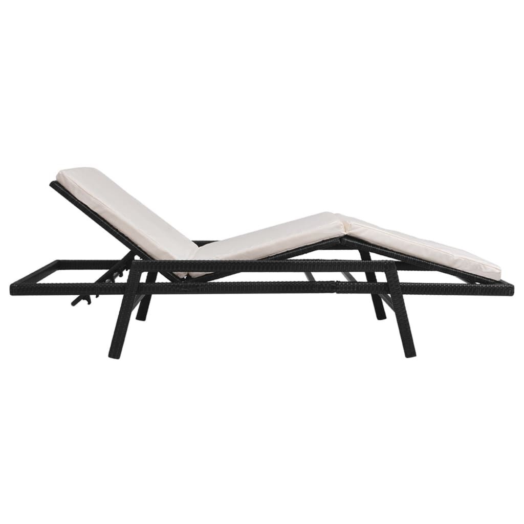 VidaXL Ligbed Zwart Rattan met Kussen - 35% Korting!