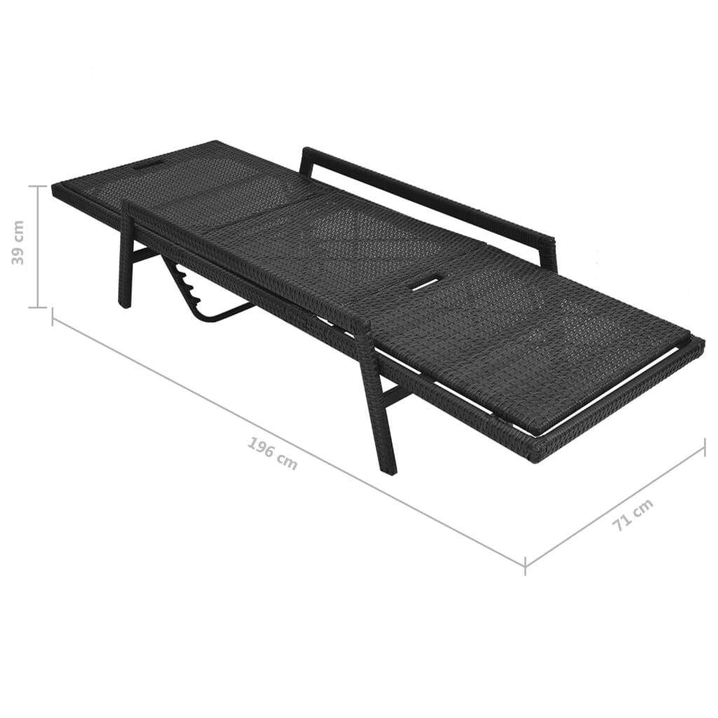 VidaXL Ligbed Zwart Rattan met Kussen - 35% Korting!
