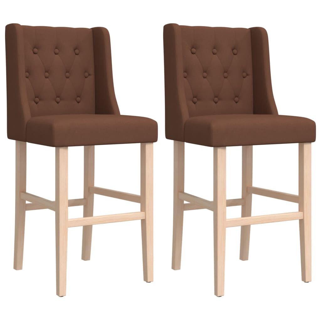 Barstoelen (2 st) Massief Hout & Stof - 45% Korting!