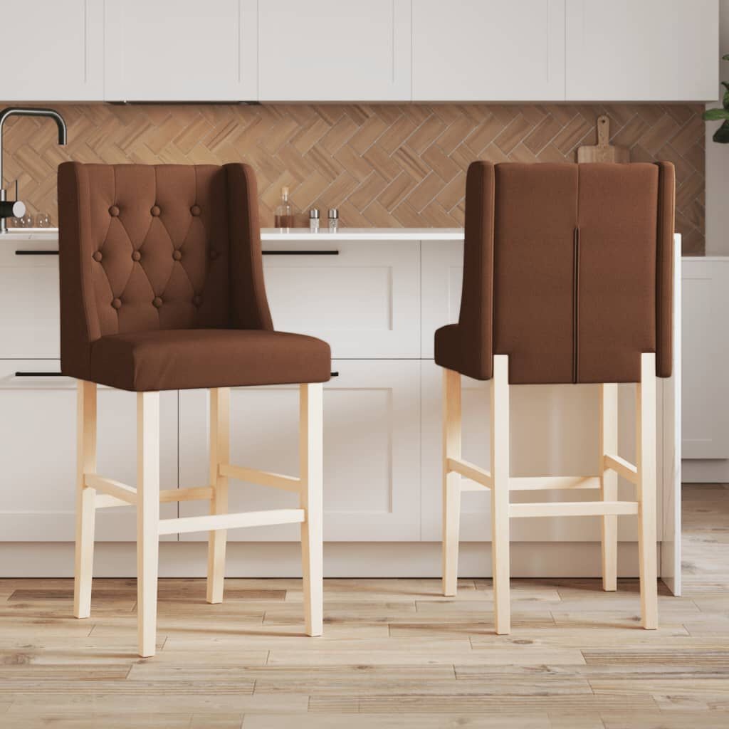 Barstoelen (2 st) Massief Hout & Stof - 45% Korting!