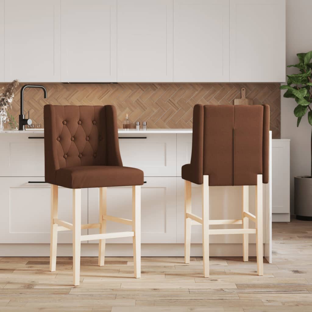 Barstoelen (2 st) Massief Hout & Stof - 45% Korting!