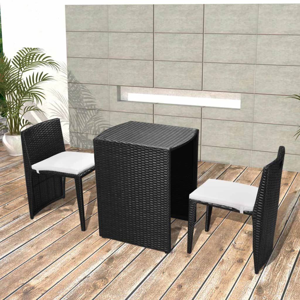 vidaXL Bistroset 3-delig Zwart met Kussens - 35% Korting!