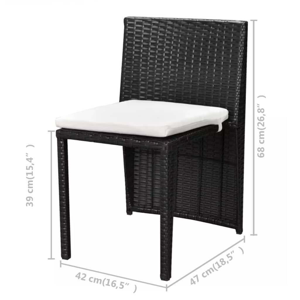 vidaXL Bistroset 3-delig Zwart met Kussens - 35% Korting!