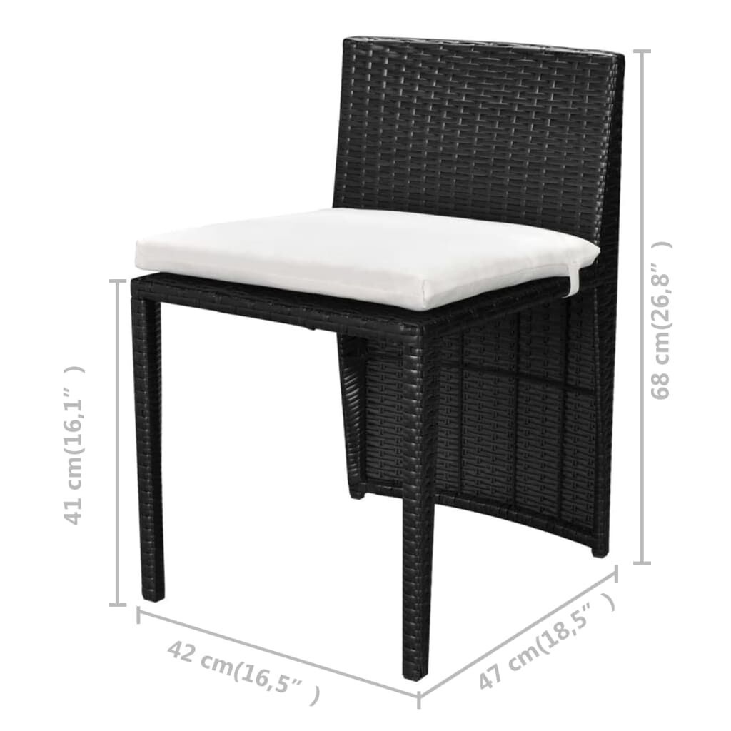 vidaXL Bistroset 3-delig Zwart met Kussens - 35% Korting!