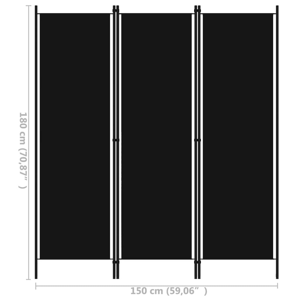 Kamerscherm 3 Panelen 150x180 Zwart - 60% Korting!