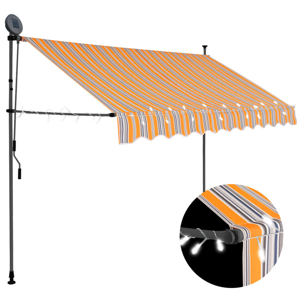 vidaXL Luifel 300cm Geel/Blauw met LED - 35% Korting!