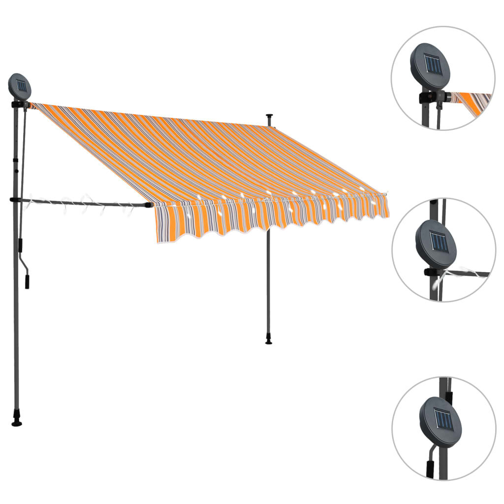 vidaXL Luifel 300cm Geel/Blauw met LED - 35% Korting!