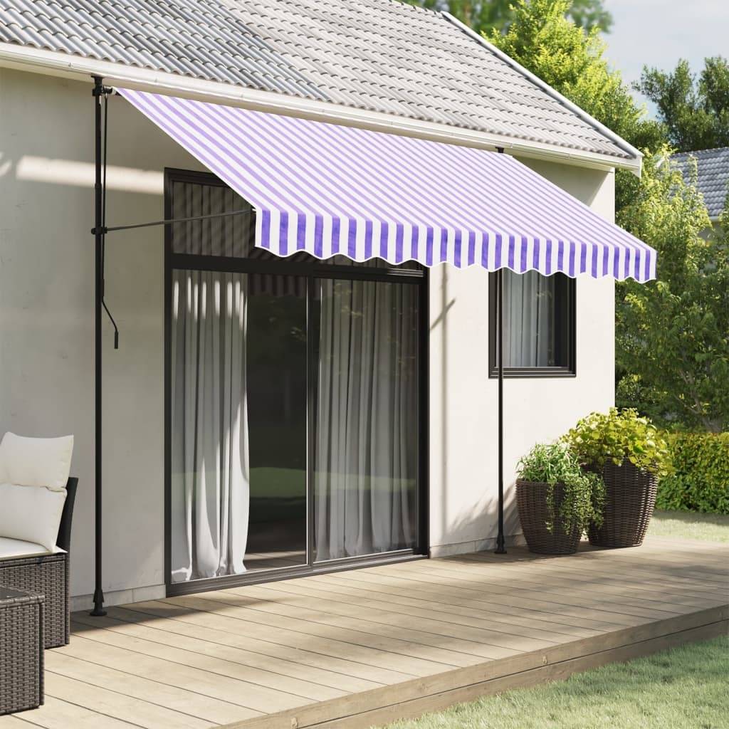 VidaXL Luifelrok 3m Blauw/Wit - 35% Korting! Nieuwstaat!