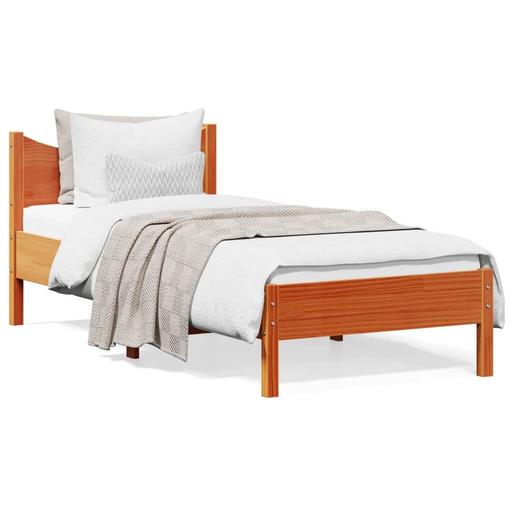 Massief Grenen Bedframe 75x190cm Wasbruin - 65% Korting!