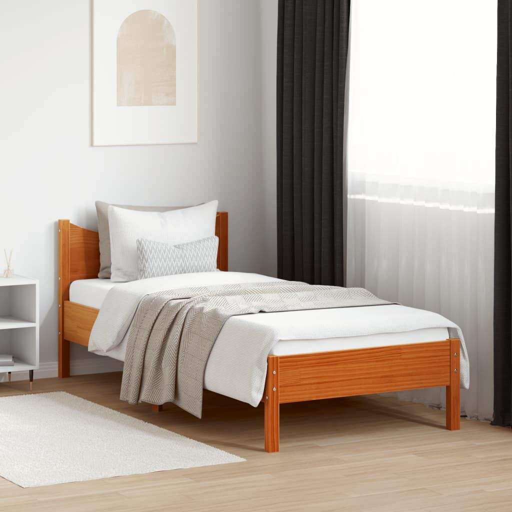 Massief Grenen Bedframe 75x190cm Wasbruin - 65% Korting!