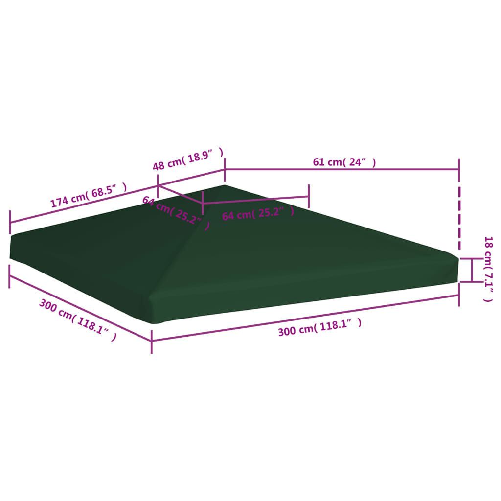 VidaXL Prieeldak 3x3m Groen - 35% Korting! (Beschadigde Verpakking)