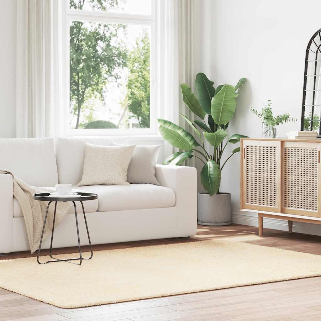 vidaXL Hoogpolig Vloerkleed Crème 160x230cm -35% Korting!