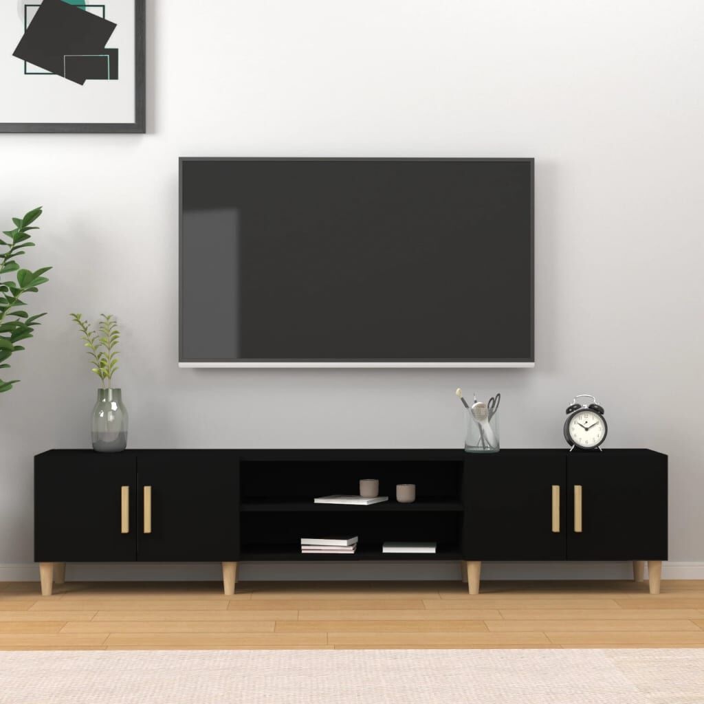 vidaXL TV-meubel Zwart 180cm - 64% Korting!