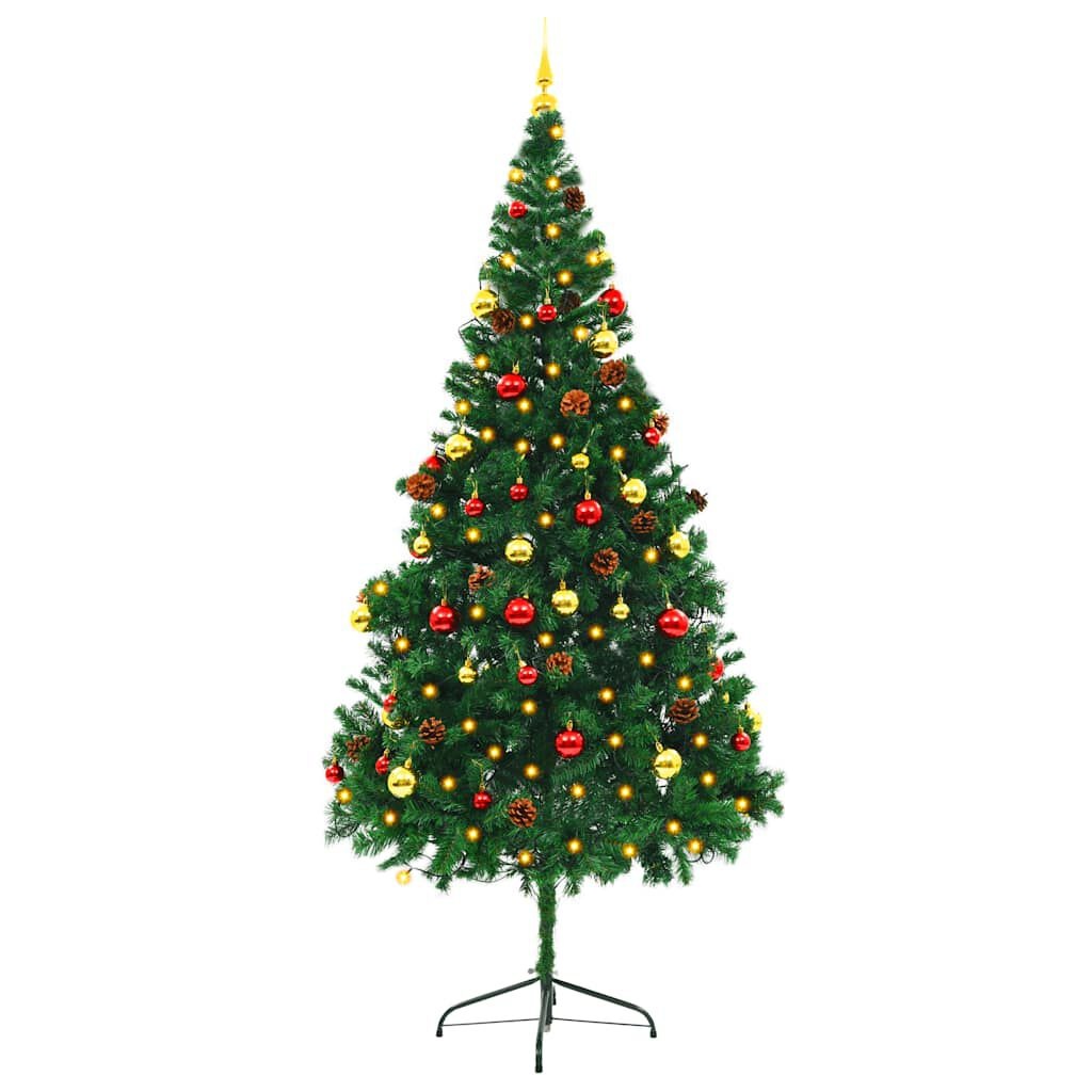vidaXL Kunstkerstboom 210cm met Verlichting & Ballen -47%
