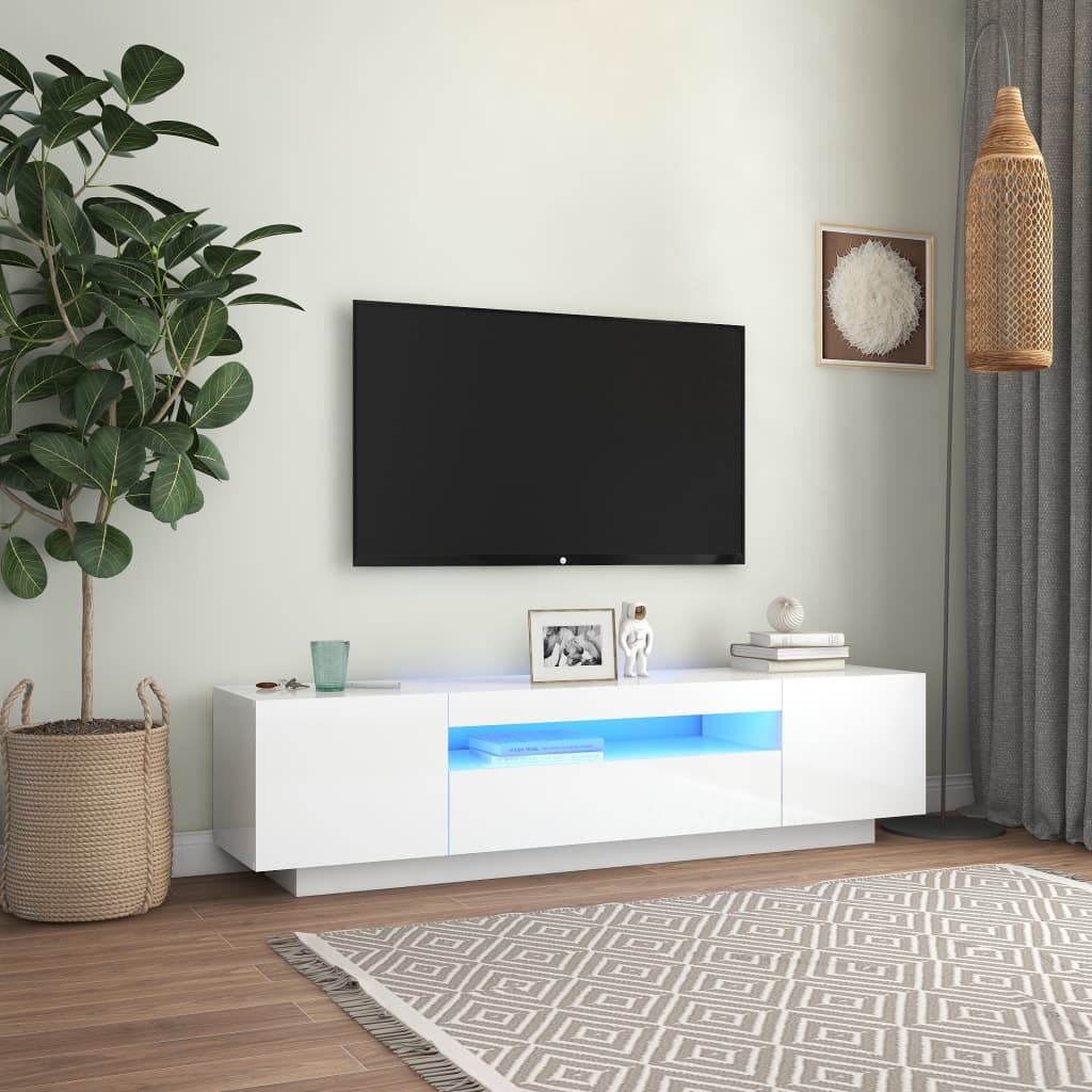 TV Meubel Hoogglans Wit 160cm met LED - 47% Korting!