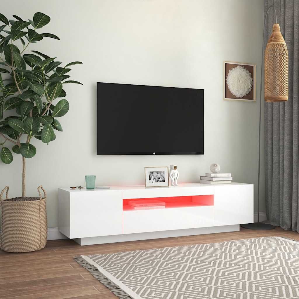TV Meubel Hoogglans Wit 160cm met LED - 47% Korting!
