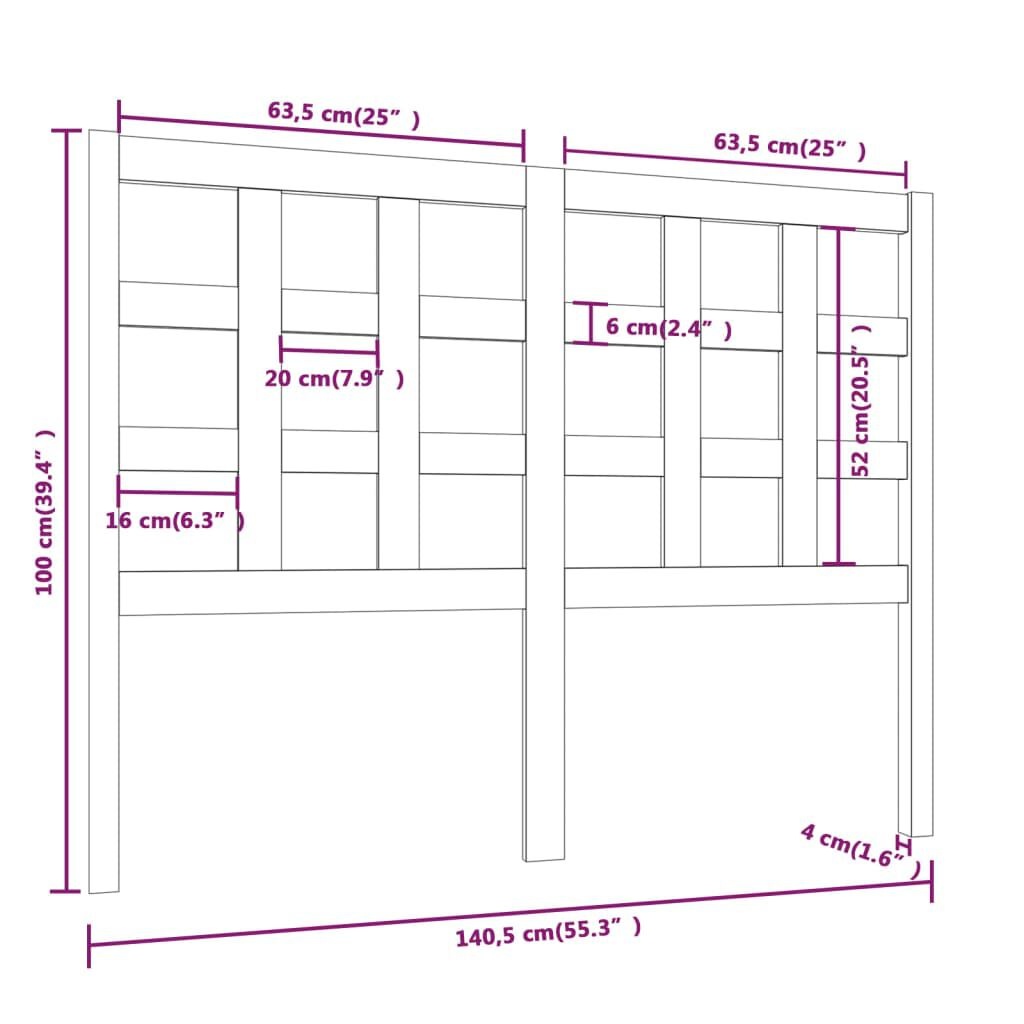 VidaXL Hoofdbord Grenenhout Wit 140cm -35% Korting!