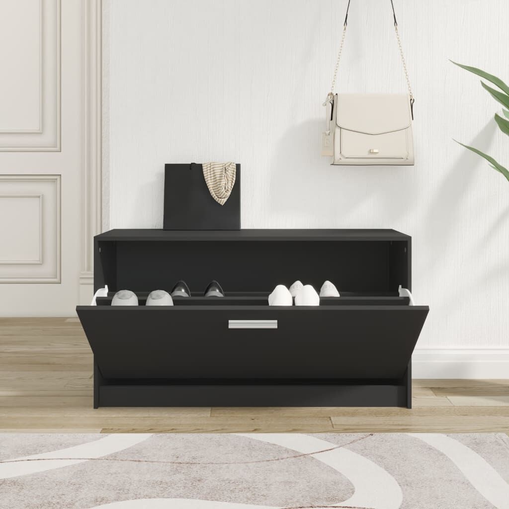 Schoenenbank Zwart Hout 80cm - 35% Korting! Zo Goed Als Nieuw