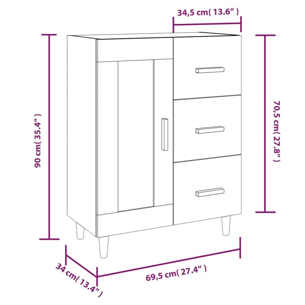vidaXL Dressoir Wit Hoogglans - 69,5cm - 35% Korting!