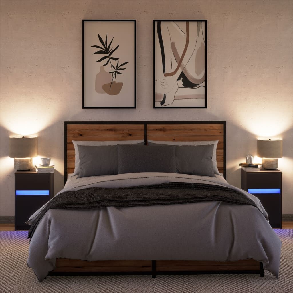 vidaXL Nachtkastjes LED Zwart (2 st) - 45% Korting!