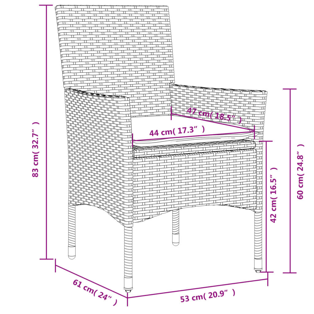 VidaXL Tuinstoelen (2 st) met Kussens - Zwart - 35% Korting!