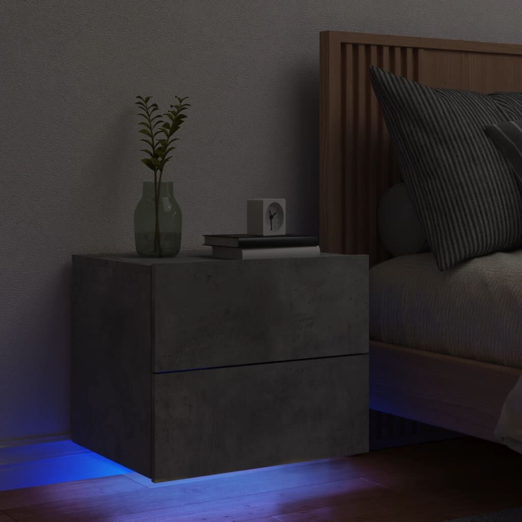 vidaXL Nachtkastje met LED - Betongrijs - 35% Korting!