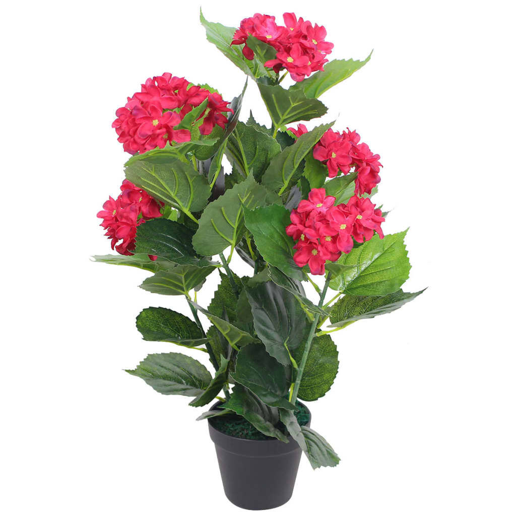 Kunst Hortensia Rood 60cm m. Pot - Nieuwstaat! 35% Korting