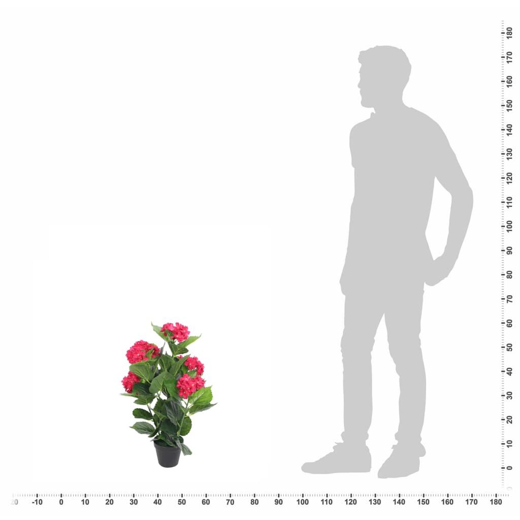 Kunst Hortensia Rood 60cm m. Pot - Nieuwstaat! 35% Korting