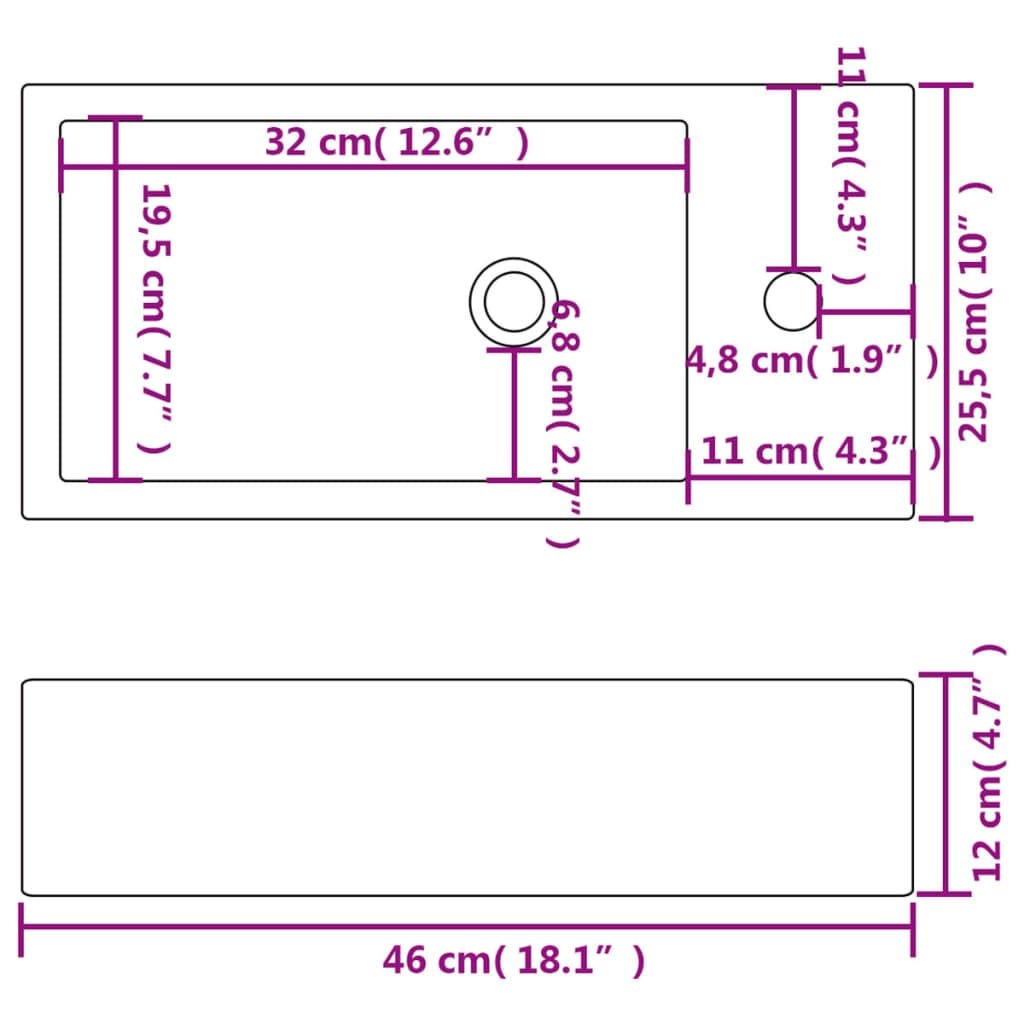 Wastafel Rechthoekig Wit Keramiek 46cm - 35% Korting!