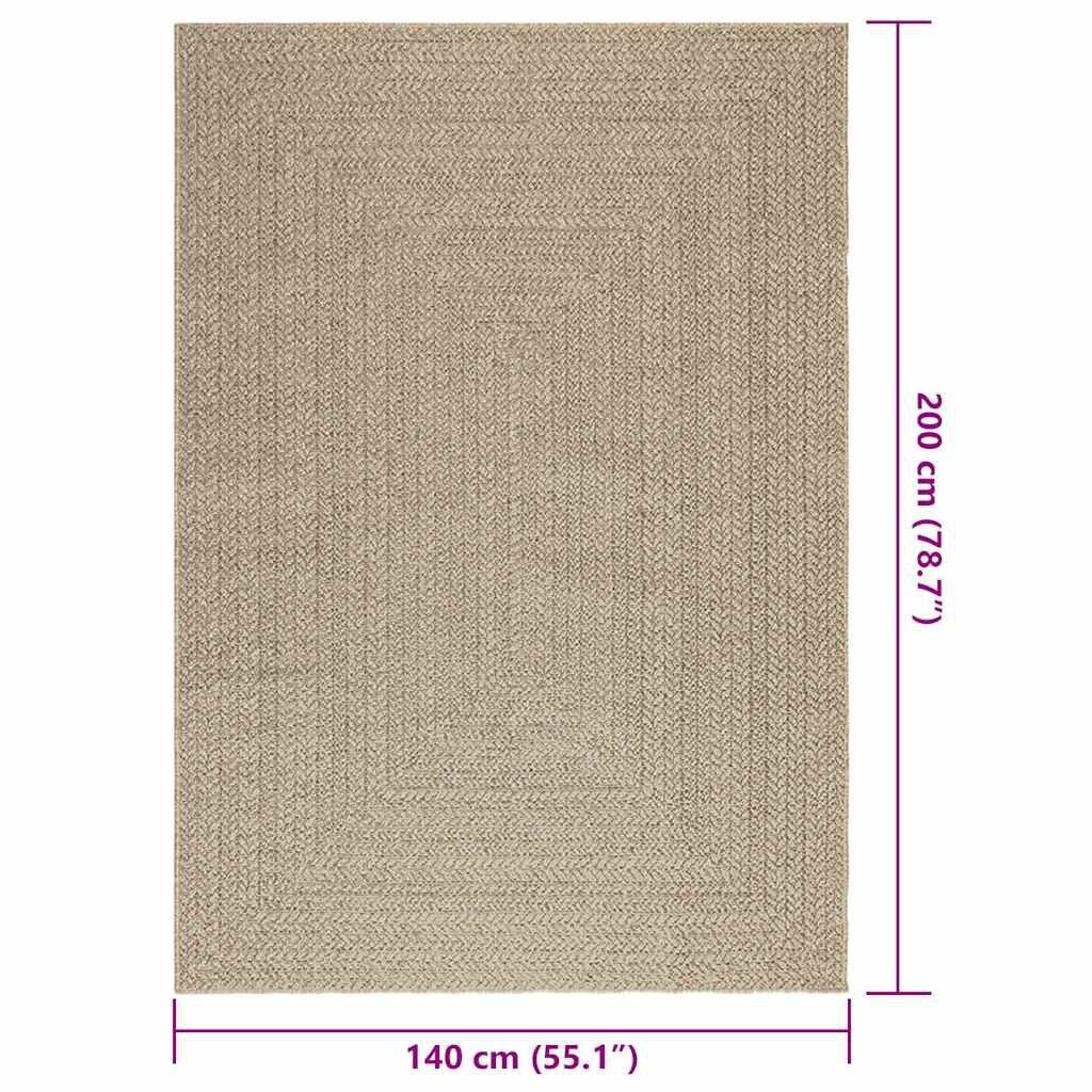 vidaXL Vloerkleed Beige Jute Look 140x200 cm - 35% Korting!