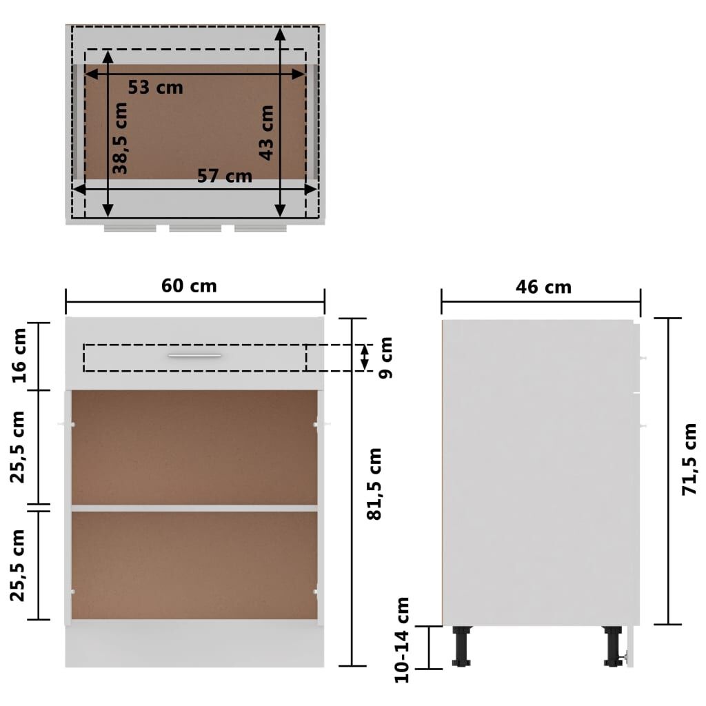 vidaXL Onderkast Lyon Wit 60cm - 35% Korting!