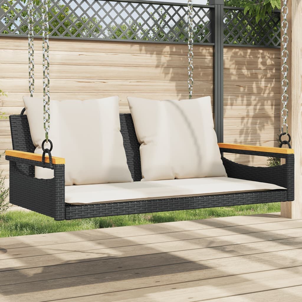 Schommelbank vidaXL Zwart Rattan met Kussens -35%!