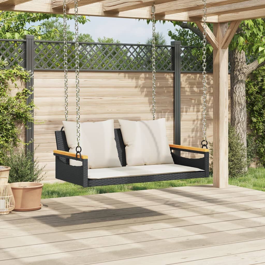 Schommelbank vidaXL Zwart Rattan met Kussens -35%!