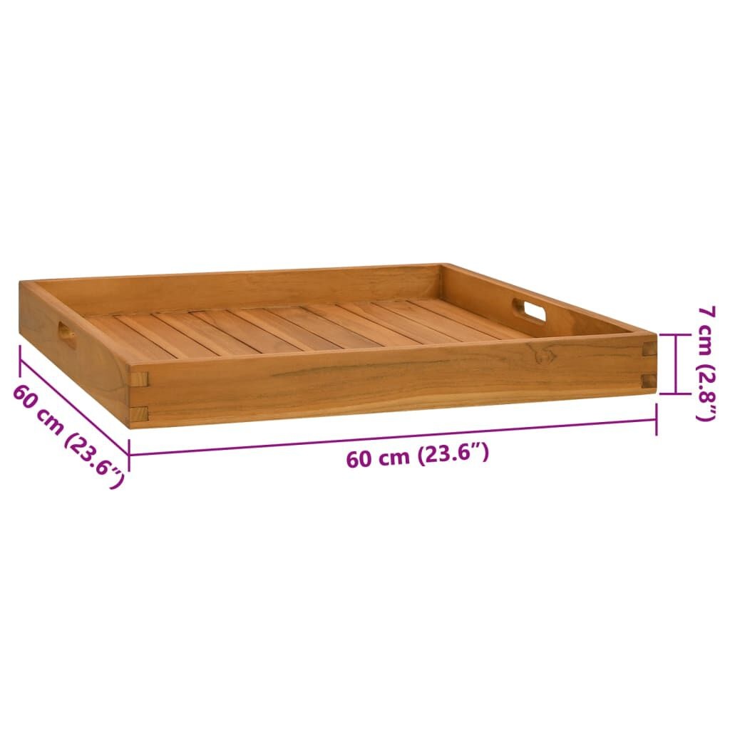Teak Dienblad 60x60cm - NU 35% Korting! Massief Hout