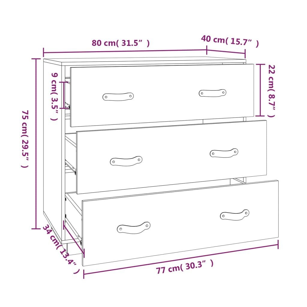 VidaXL Dressoir Grenenhout 80cm - 42% Korting! (Nieuw)